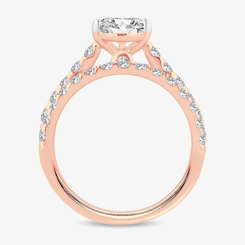(H-I / SI1-SI2) Signature By Modern Bride Womens 2 CT. T.W. Lab Grown White Diamond 14K Gold Pear Bridal Set