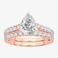(H-I / SI1-SI2) Signature By Modern Bride Womens 2 CT. T.W. Lab Grown White Diamond 14K Gold  Pear Bridal Set