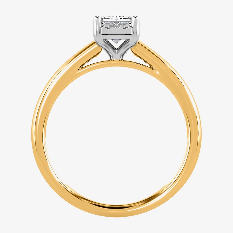 (I / Si2) Womens 1 CT. Lab Grown White Diamond Sterling Silver Solitaire Engagement Ring