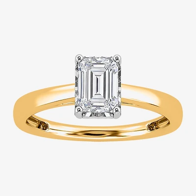 (I / Si2) Womens 1 CT. Lab Grown White Diamond Sterling Silver Solitaire Engagement Ring