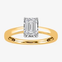 (I / Si2) Womens 1 CT. Lab Grown White Diamond Sterling Silver Solitaire Engagement Ring