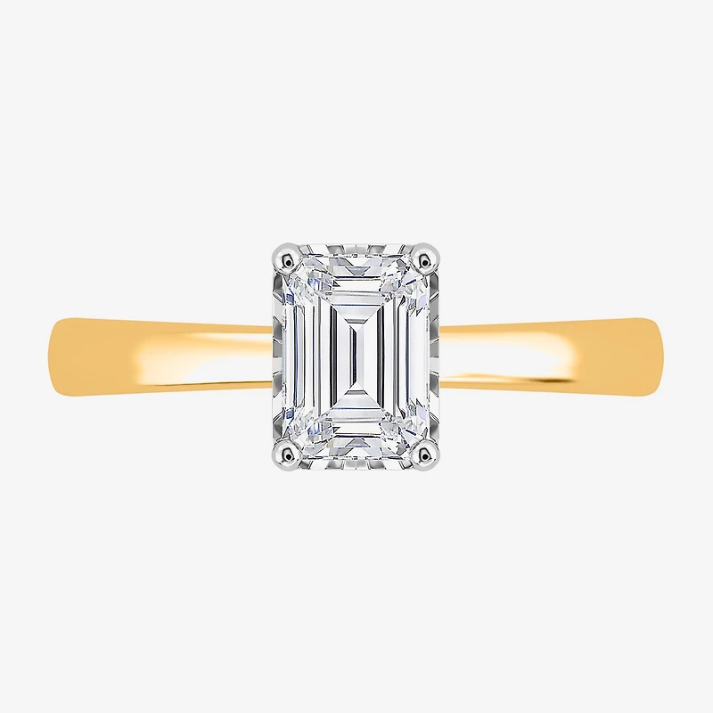(I / Si2) Womens 1 CT. Lab Grown White Diamond Sterling Silver Solitaire Engagement Ring