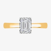 (I / Si2) Womens 1 CT. Lab Grown White Diamond Sterling Silver Solitaire Engagement Ring