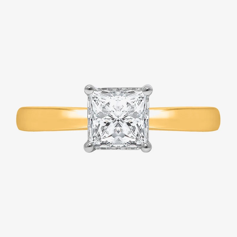 (I / Si2) Womens 1 CT. Lab Grown White Diamond Sterling Silver Solitaire Engagement Ring