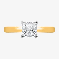 (I / Si2) Womens 1 CT. Lab Grown White Diamond Sterling Silver Solitaire Engagement Ring