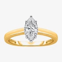 (I / Si2) Womens 1 CT. Lab Grown White Diamond Sterling Silver Marquise Solitaire Engagement Ring