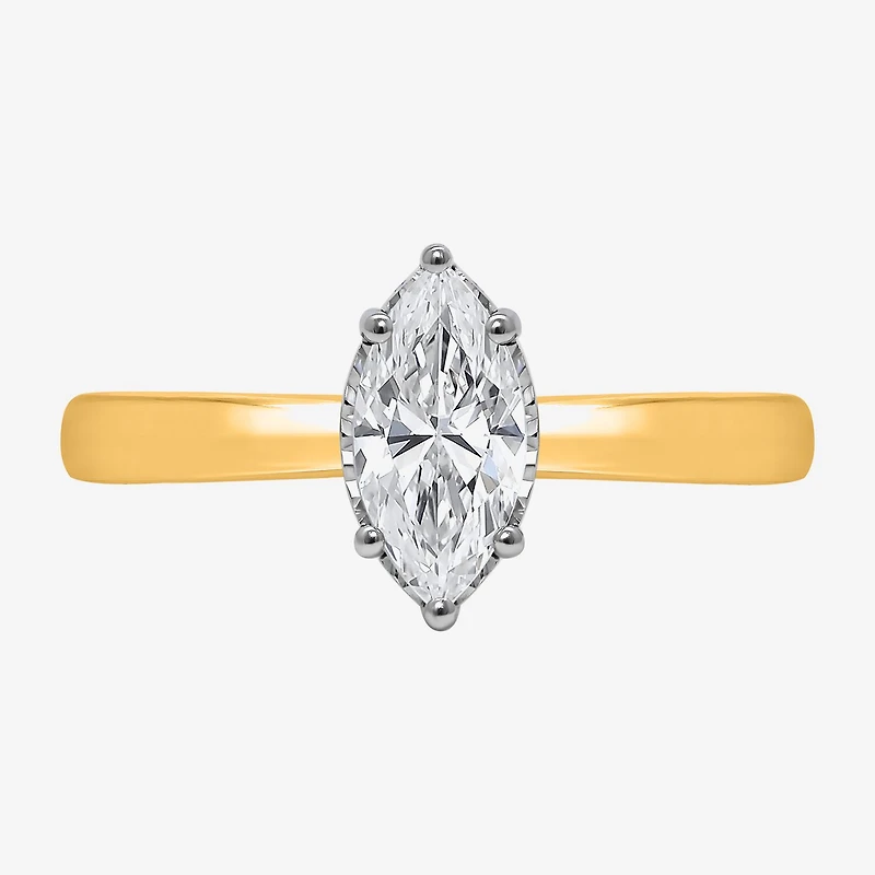 (I / Si2) Womens 1 CT. Lab Grown White Diamond Sterling Silver Marquise Solitaire Engagement Ring