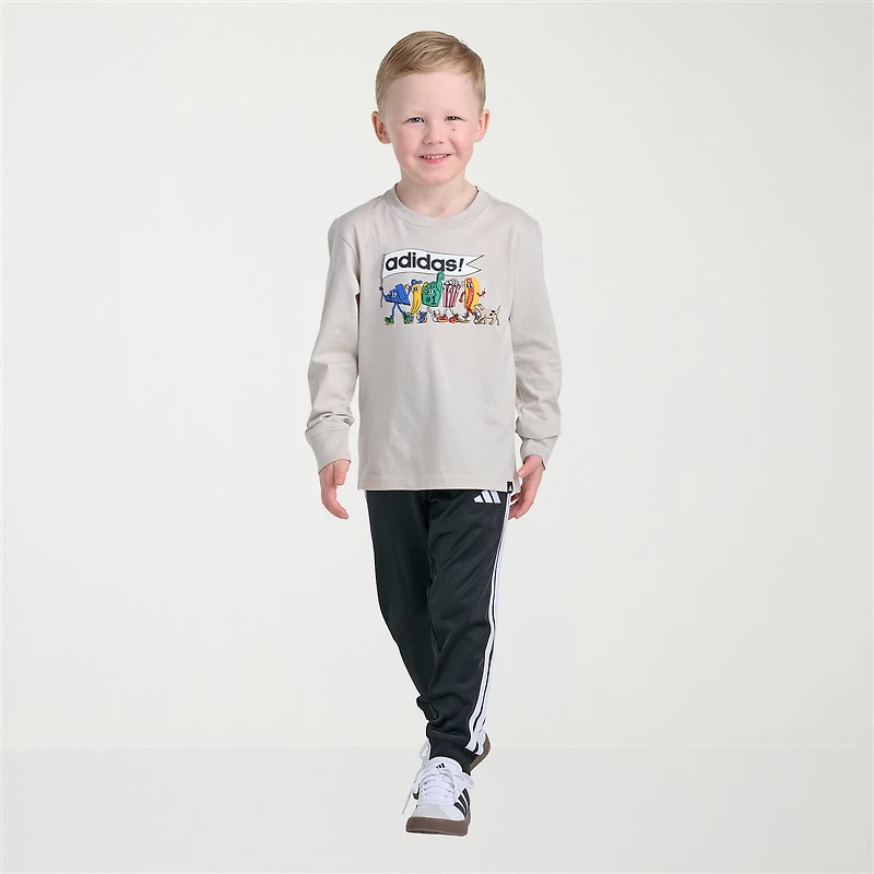 adidas Toddler Boys Crew Neck Long Sleeve Regular Fit Graphic T-Shirt
