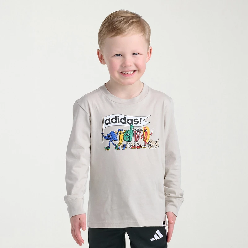 adidas Toddler Boys Crew Neck Long Sleeve Regular Fit Graphic T-Shirt