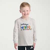 adidas Toddler Boys Crew Neck Long Sleeve Regular Fit Graphic T-Shirt