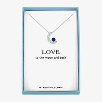 Womens Lab Created Blue Sapphire Pure Silver Over Brass Moon 16 Inch Pendant Necklace