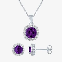 Gemstone Pure Silver Over Brass 2-pc. Jewelry Set