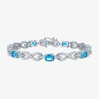 Gemstone Pure Silver Over Brass Infinity 7.5 Inch Tennis Bracelet