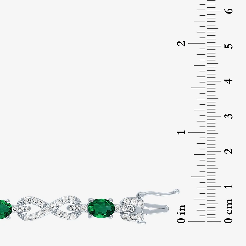 Gemstone Pure Silver Over Brass Infinity 7.5 Inch Tennis Bracelet