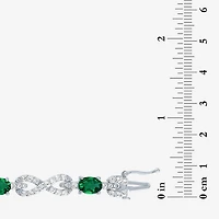 Gemstone Pure Silver Over Brass Infinity 7.5 Inch Tennis Bracelet
