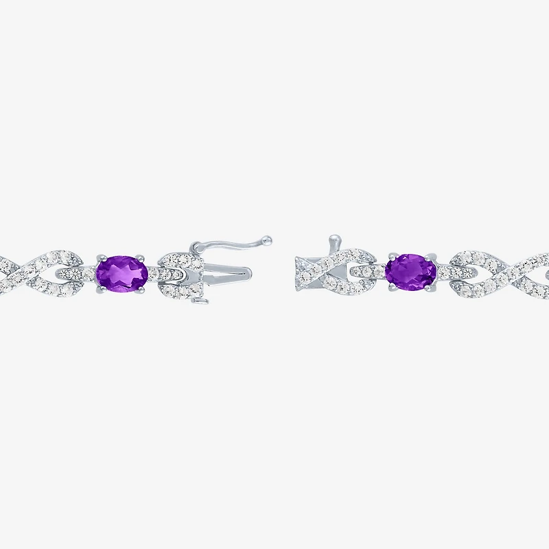 Gemstone Pure Silver Over Brass Infinity 7.5 Inch Tennis Bracelet