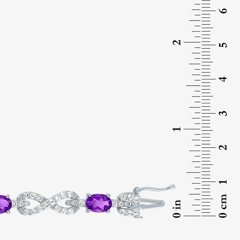Gemstone Pure Silver Over Brass Infinity 7.5 Inch Tennis Bracelet