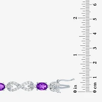 Gemstone Pure Silver Over Brass Infinity 7.5 Inch Tennis Bracelet