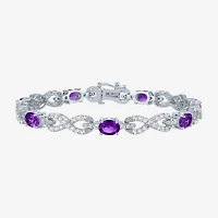 Gemstone Pure Silver Over Brass Infinity 7.5 Inch Tennis Bracelet
