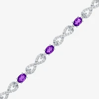 Gemstone Pure Silver Over Brass Infinity 7.5 Inch Tennis Bracelet