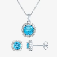 Gemstone Pure Silver Over Brass 2-pc. Jewelry Set