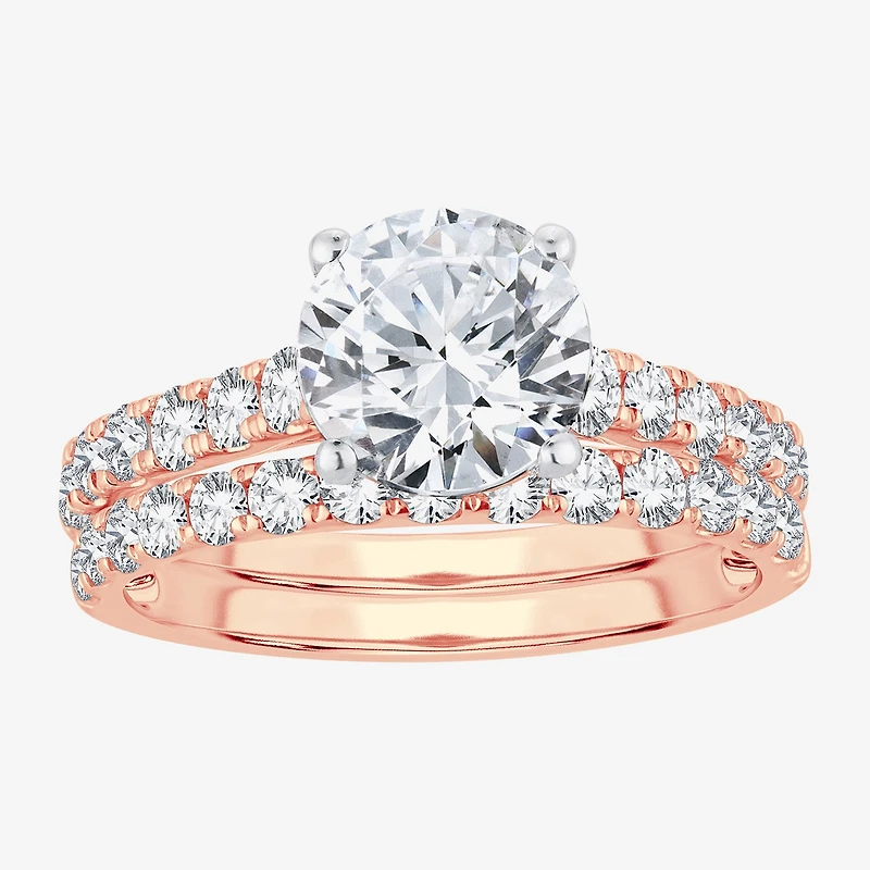 Signature By Modern Bride (H-I / Si1-Si2) Womens 2 CT. T.W. Lab Grown White Diamond 14K Gold Round Bridal Set