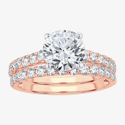 Signature By Modern Bride (H-I / Si1-Si2) Womens 2 CT. T.W. Lab Grown White Diamond 14K Gold Round Bridal Set