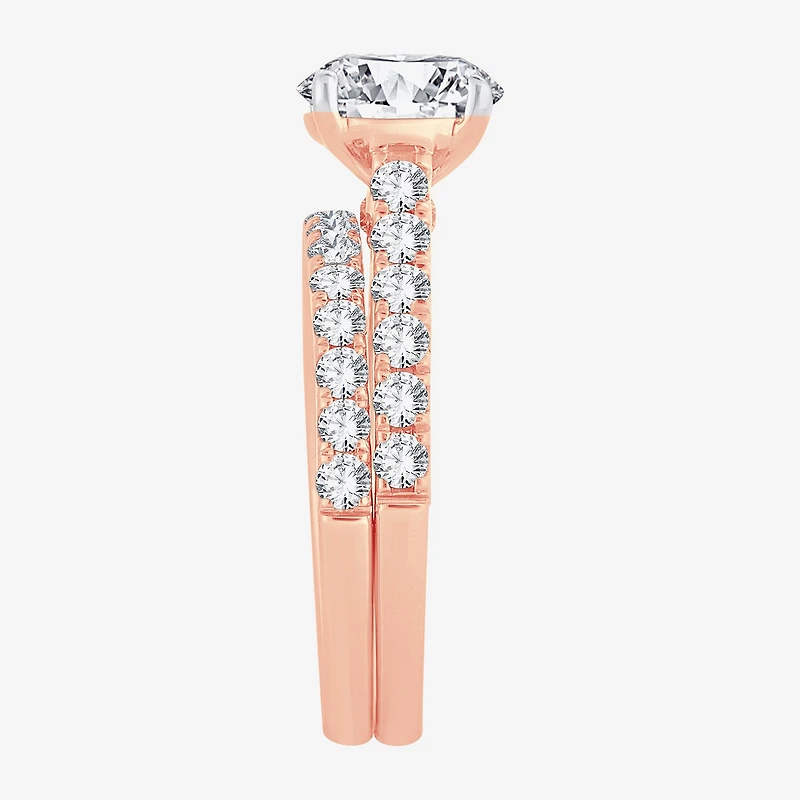Signature By Modern Bride (H-I / Si1-Si2) Womens 2 CT. T.W. Lab Grown White Diamond 14K Gold Round Bridal Set