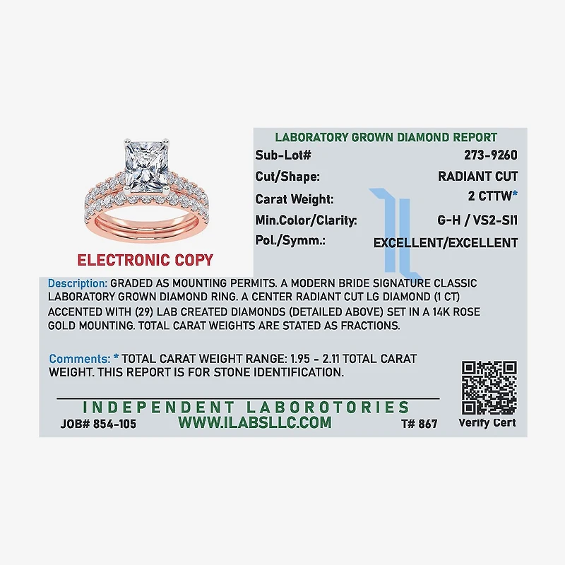 Signature By Modern Bride (G-H / Vs2-Si1) Womens 2 CT. T.W. Lab Grown White Diamond 14K Gold Side Stone Bridal Set