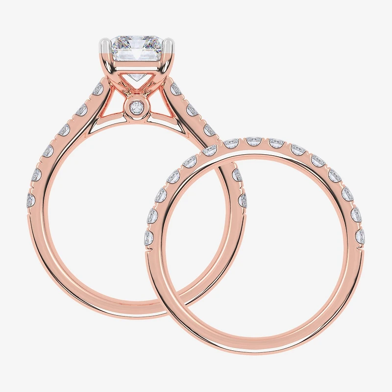 Signature By Modern Bride (G-H / Vs2-Si1) Womens 2 CT. T.W. Lab Grown White Diamond 14K Gold Side Stone Bridal Set