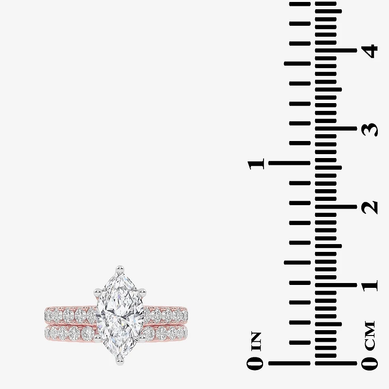 Signature By Modern Bride (G-H / Vs2-Si1) Womens 2 1/2 CT. T.W. Lab Grown White Diamond 14K Gold Marquise Side Stone Bridal Set