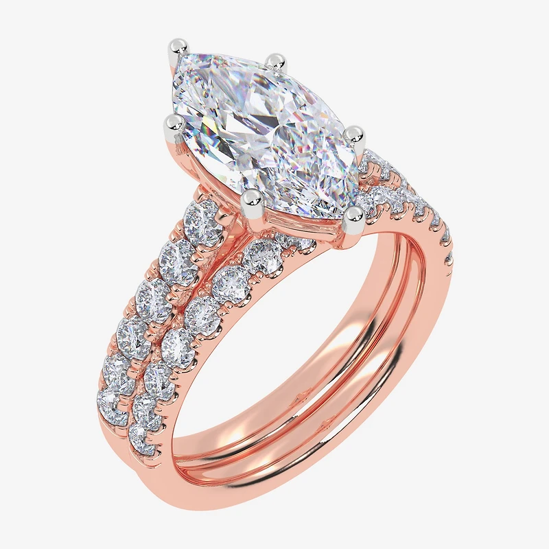 Signature By Modern Bride (G-H / Vs2-Si1) Womens 2 1/2 CT. T.W. Lab Grown White Diamond 14K Gold Marquise Side Stone Bridal Set