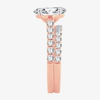 Signature By Modern Bride (F-G/ Vs2-Si1) Womens 2 1/2 CT. T.W. Lab Grown White Diamond 14K Gold Oval Side Stone Bridal Set