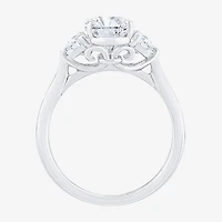 Signature By Modern Bride (F / Vs2) Womens 2 1/2 CT. T.W. Lab Grown White Diamond 10K Gold Oval 3-Stone Engagement Ring