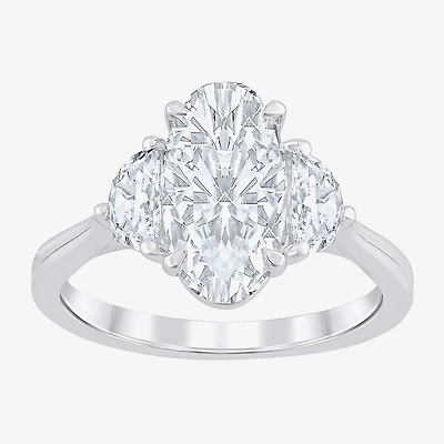 Signature By Modern Bride (F / Vs2) Womens 2 1/2 CT. T.W. Lab Grown White Diamond 10K Gold Oval 3-Stone Engagement Ring