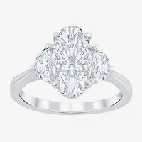 Signature By Modern Bride (F / Vs2) Womens 2 1/2 CT. T.W. Lab Grown White Diamond 10K Gold Oval 3-Stone Engagement Ring
