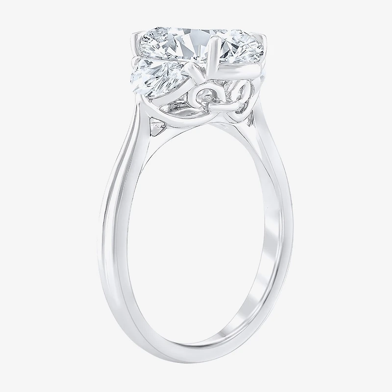 Signature By Modern Bride (F / Vs2) Womens 2 1/2 CT. T.W. Lab Grown White Diamond 10K Gold Oval 3-Stone Engagement Ring