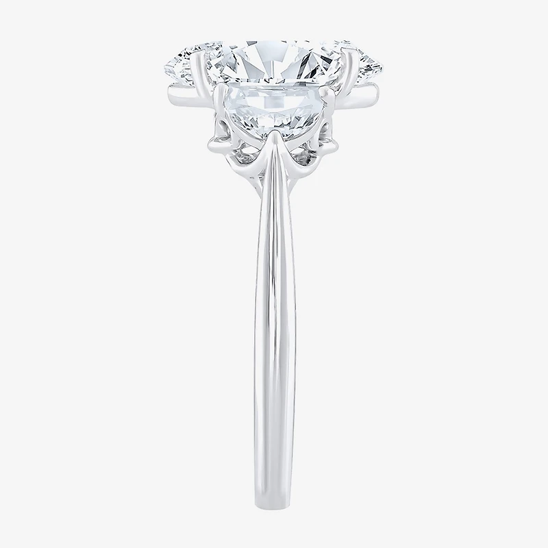 Signature By Modern Bride (F / Vs2) Womens 2 1/2 CT. T.W. Lab Grown White Diamond 10K Gold Oval 3-Stone Engagement Ring