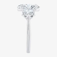 Signature By Modern Bride (F / Vs2) Womens 2 1/2 CT. T.W. Lab Grown White Diamond 10K Gold Oval 3-Stone Engagement Ring