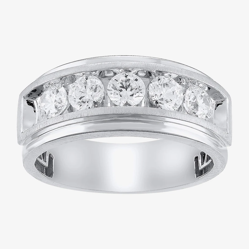 (H-I / I1) Mens 1 1/2 CT. T.W. Lab Grown White Diamond 10K Gold Wedding Band