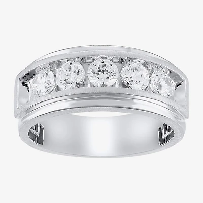 (H-I / I1) Mens 1 1/2 CT. T.W. Lab Grown White Diamond 10K Gold Wedding Band