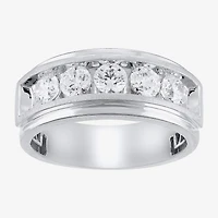(H-I / I1) Mens 1 1/2 CT. T.W. Lab Grown White Diamond 10K Gold Wedding Band