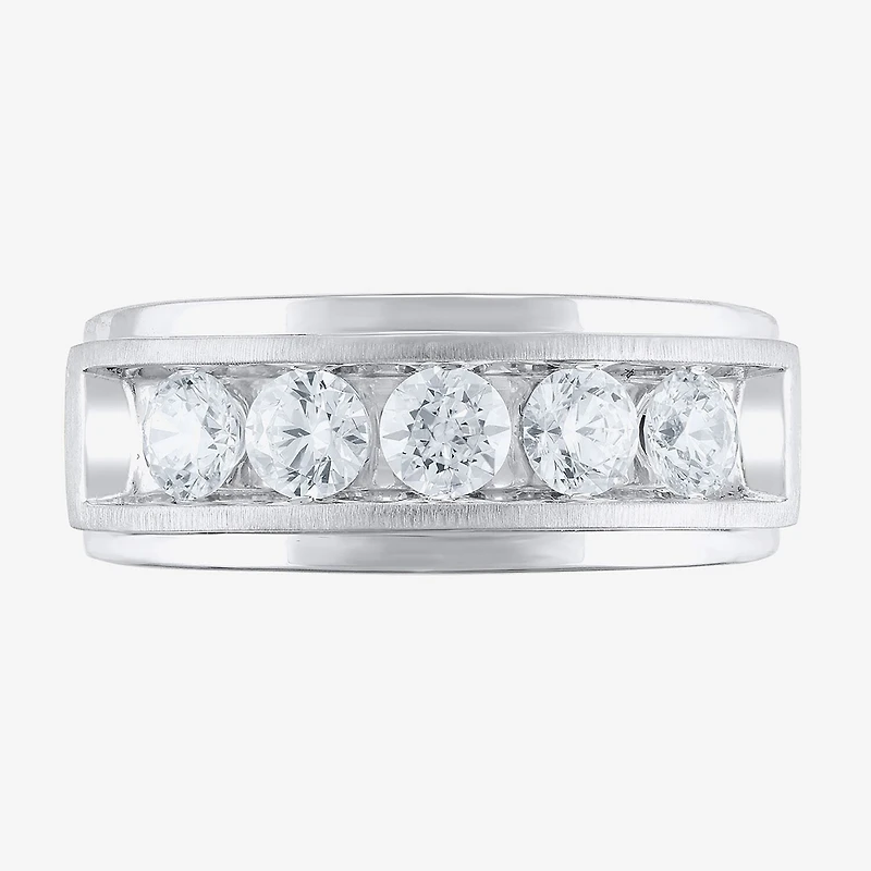 (H-I / I1) Mens 1 1/2 CT. T.W. Lab Grown White Diamond 10K Gold Wedding Band