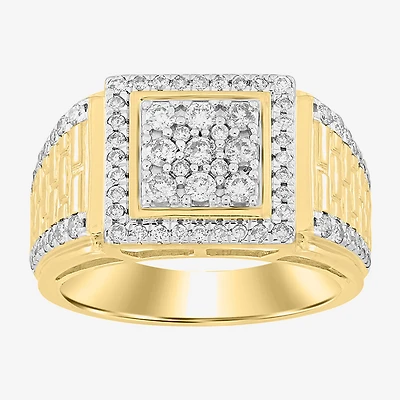 (I / I2) Mens 1 CT. Natural White Diamond 10K Gold Fashion Ring
