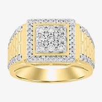 (I / I2) Mens 1 CT. Natural White Diamond 10K Gold Fashion Ring