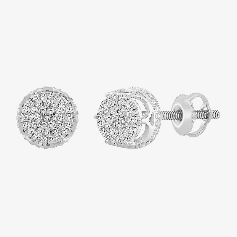 (J / I3) 1/6 CT. Natural White Diamond 10K Gold 7.7mm Round Stud Earrings