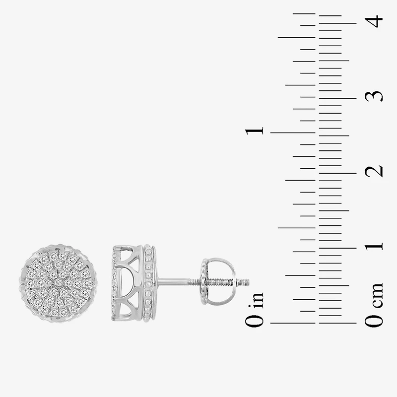 (J / I3) 1/6 CT. Natural White Diamond 10K Gold 7.7mm Round Stud Earrings