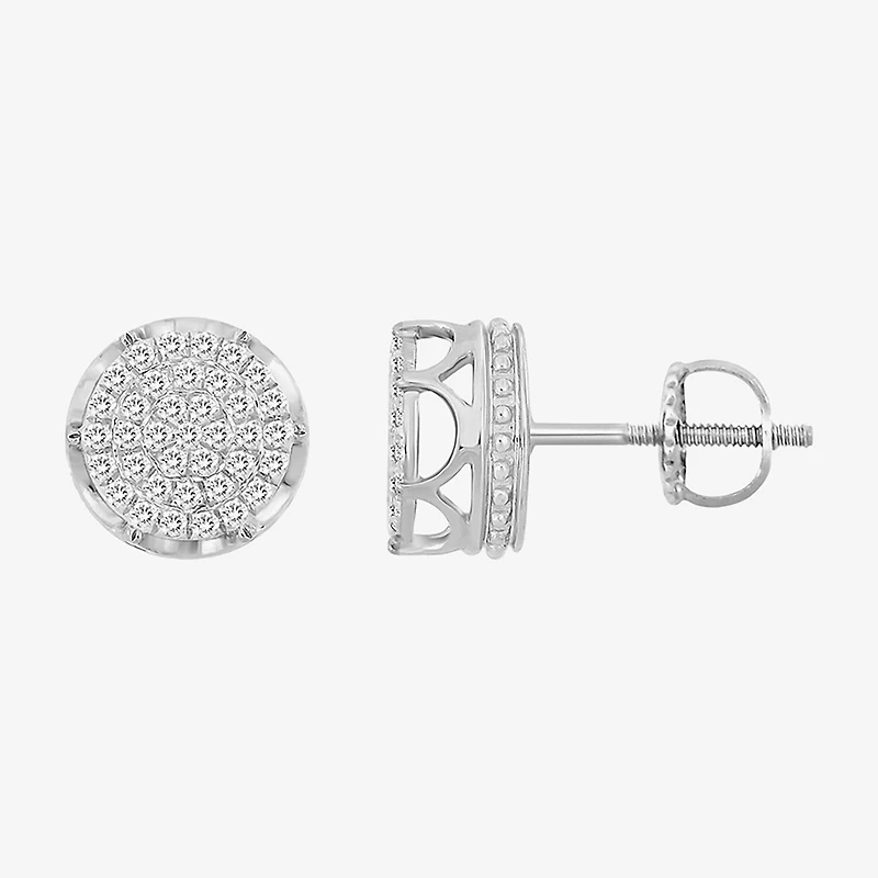 (J / I3) 1/6 CT. Natural White Diamond 10K Gold 7.7mm Round Stud Earrings