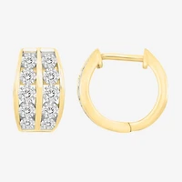 (I / I3) Mens 1/4 CT. Natural White Diamond 10K Gold 12mm Circle Hoop Earrings