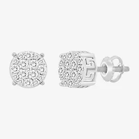 (I / I2-I3) 1/4 CT. Natural White Diamond 10K Gold 6.7mm Round Stud Earrings